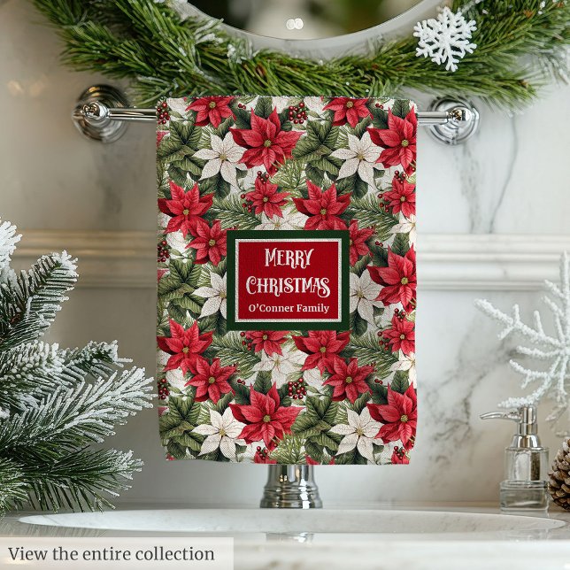 Toalhas Festivas Personalizadas Estilo de Férias E (Personalized Festive Towels Elegant Holiday Style)