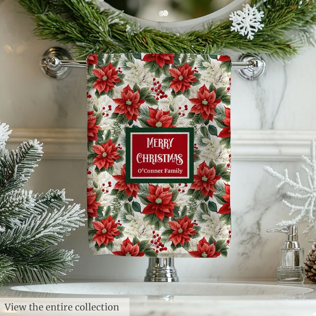 Toalhas Florais de Natal Presente Personalizado Id (Christmas Floral Towels Personalized Gift Idea)