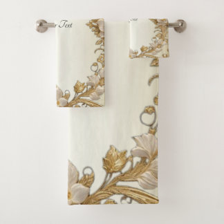 Toalhas Flores brancas Conjunto de Torres Douradas decorat