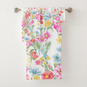 Toalhas Flores de primavera multicoloridas para conjunto d