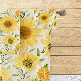 Toalhas Girassóis Cheios de Flores Solares Banho Conjunto