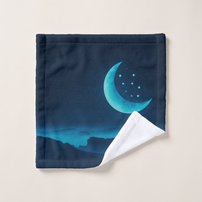 Toalhas Lua e Montanhas do Quarto Azul | Conjunto de Toalh (Pano de lavar)