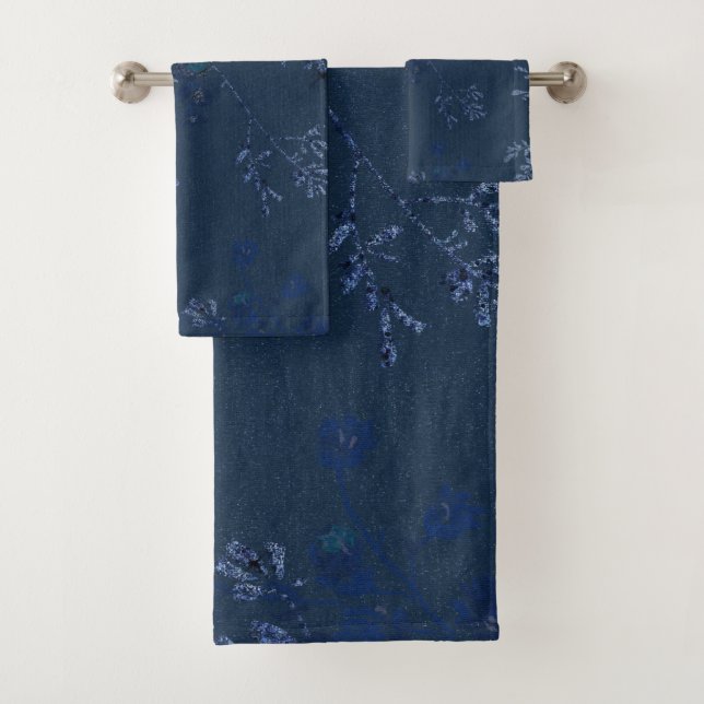 TOALHAS MARINHO ELEGANTE CONJUNTO DE TOWEL FLORAL AZUL (Insitu)