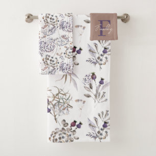 Toalhas Monogramadas com Floral Aquarela