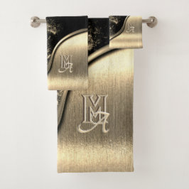 Toalhas Monogramadas de Metal Escovado Dourado e P