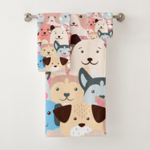 Toalhas Muitos Cães Coloridos Design de Bandeja Conjunto