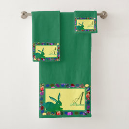 Toalhas Ovos de Páscoa e Conjunto de Banheiras de Monogram