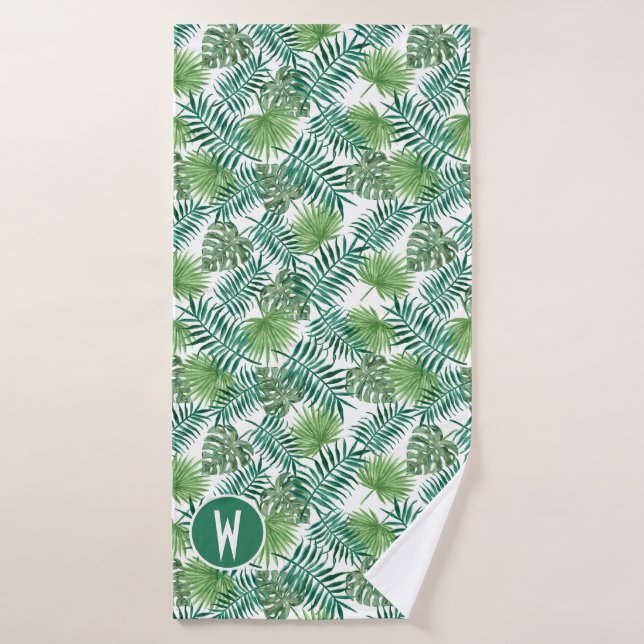 Toalhas Palma Verde Brilhante Tropical Deixa Conjunto de T (Toalha de Banho)