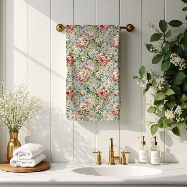 Toalhas Pastel Bloom Rococó Estilo de Banheiro Ins (Pastel Bloom Towels Rococo-Inspired Bathroom Style)