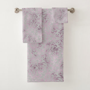 TOALHAS PRATA MAUVE VINTAGE INSPIRADA DE BANHEIRO CONJUNTO