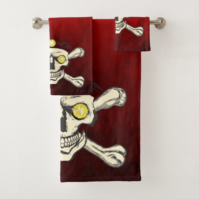 Toalhas Retinestones Caveira e Crossbones Conjunto de Toal (Insitu)