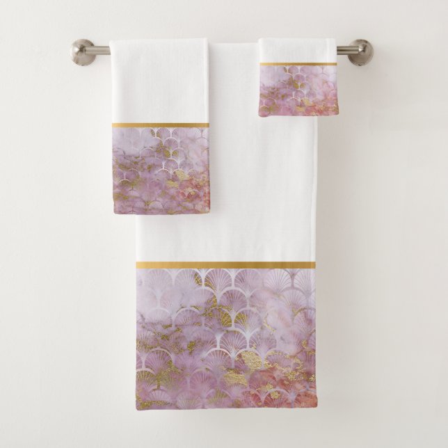 TOALHAS RETRO MARBLE PINK MERMAID INSPIRADO CONJUNTO DE BA (Insitu)