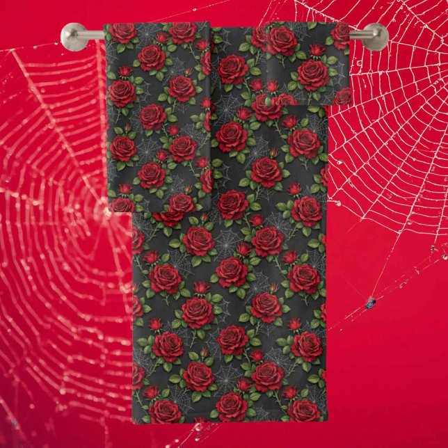 Toalhas Rosas Vermelhas e Teias de Aranha | Conjunto de To (Criador carregado)