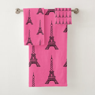 Toalhas Torre Eiffel Rosa Brilhante Paris