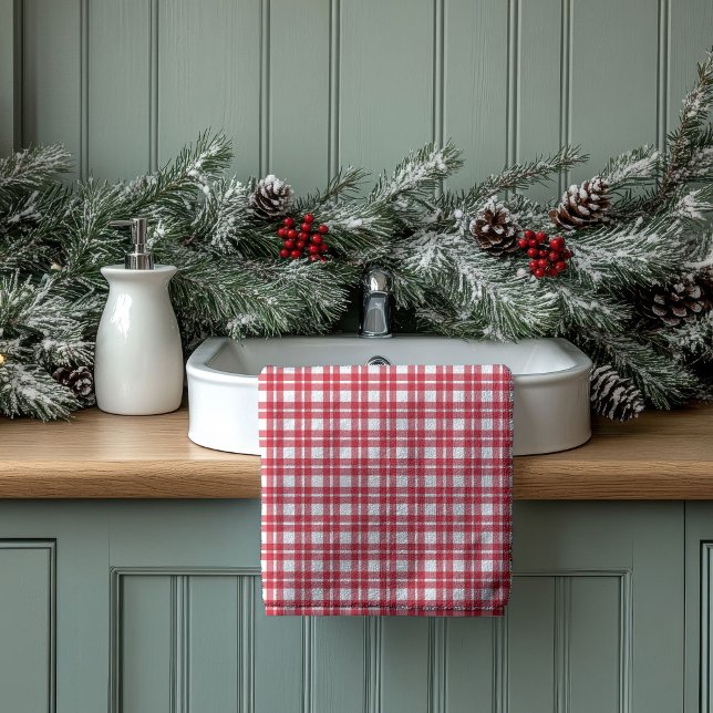 Toalhas Xadrez Vermelho e Preto Ideia de Presente  (Red Black Plaid Towels Housewarming Gift Idea)