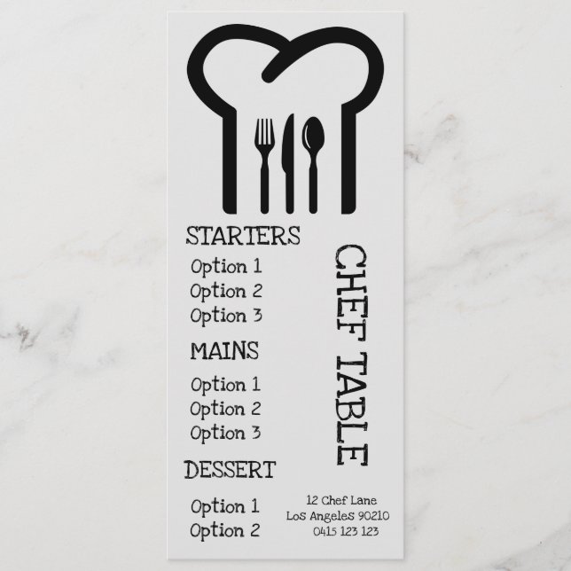 Toca de chef moderna e trendy menu de jantar de re (Frente)