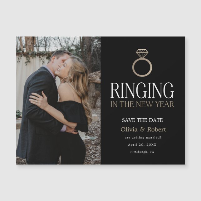 Tocando no Ano Novo Salve o Magneta de Fotografias (Frente)