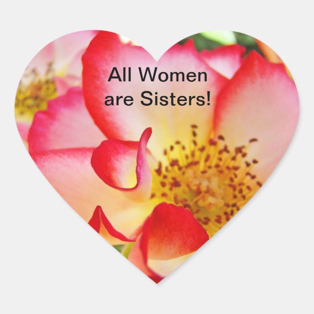 Todas as Mulheres são Irmãs! adesivos Flores Rosa  (Frente)
