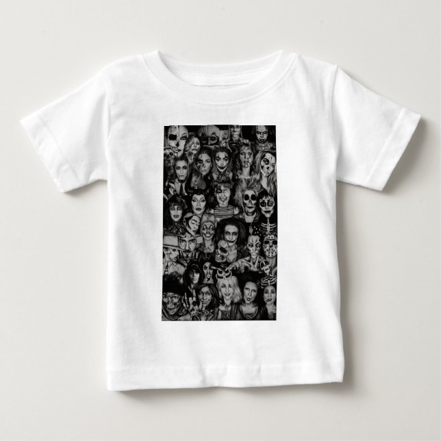 Toddler BW Halloween Collage T-Shirt (Frente)