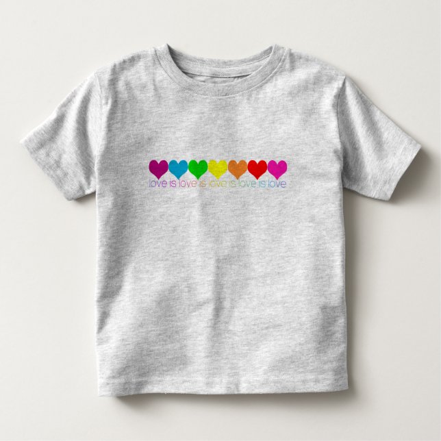 Toddler Pride Rainbow Hearts Love é Love T-Shirt (Frente)
