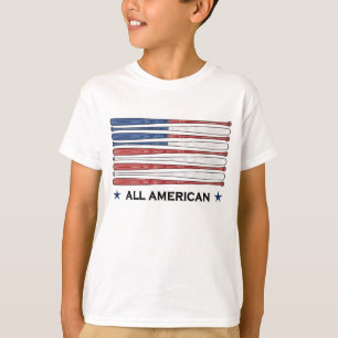 Todo o t-shirt americano da bandeira do basebol