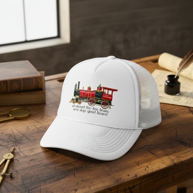 Todos A Bordo Do Divertido Boné De Baseball Do Com (All Aboard The Fun Train Baseball Cap)