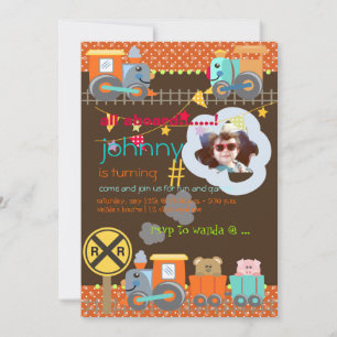 Todos a bordo, trens e convites de festa de aniver