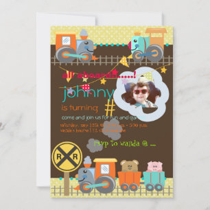 Todos a bordo, trens e convites de festa de aniver