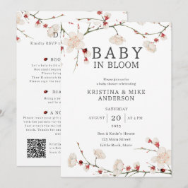 Todos em Um Bebê no Bloom QR Code Convite para Chá