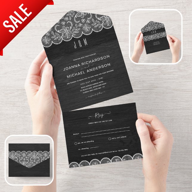 Todos em um Casamento de Lace de Madeira Negra com (Criador carregado)
