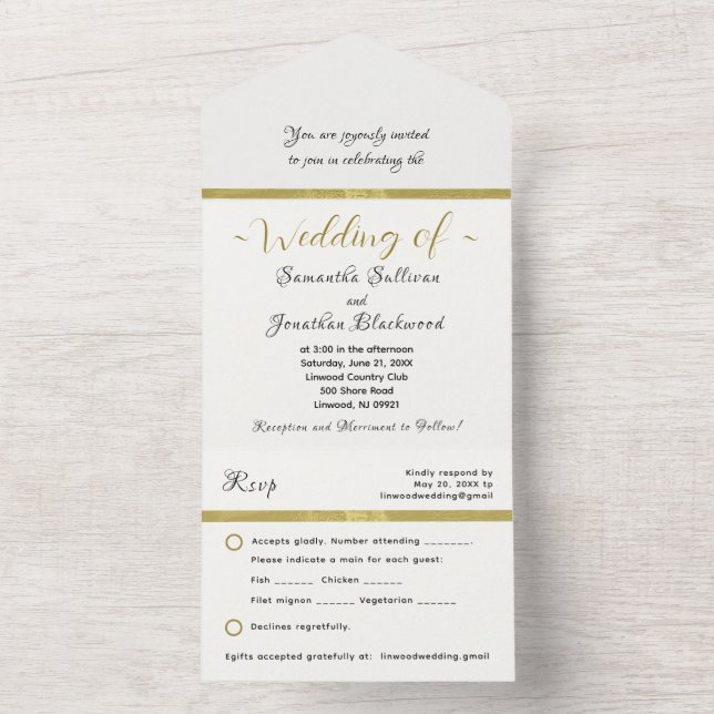 Todos em Um Convite de Casamento Simples Elegante  (Inside)