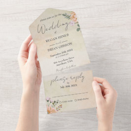 Todos em Um Convite Floral Russo de Casamento