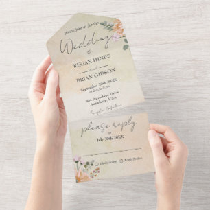Todos em Um Convite Floral Russo de Casamento