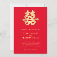 Todos em Um Convite para Casamento Chinês