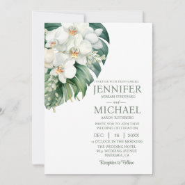 Todos em Um Orquídeo Branco Convites para Casament
