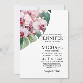 Todos em Um Orquídeo Rosa Convites para Casamento