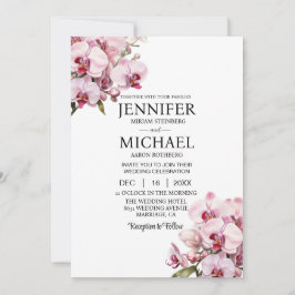 Todos em Um Orquídeo Rosa Convites para Casamento