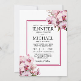 Todos em Um Orquídeo Rosa Convites para Casamento