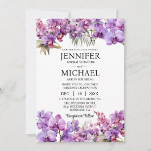 Todos em Um Orquídeo Roxo Convites para Casamento