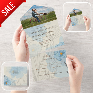 Todos Inclusive Dusty Blue Cream PHOTO Weding RSVP