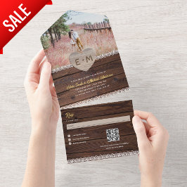 Todos Inclusive Rustic Wood Lace Photo QR Code RSV