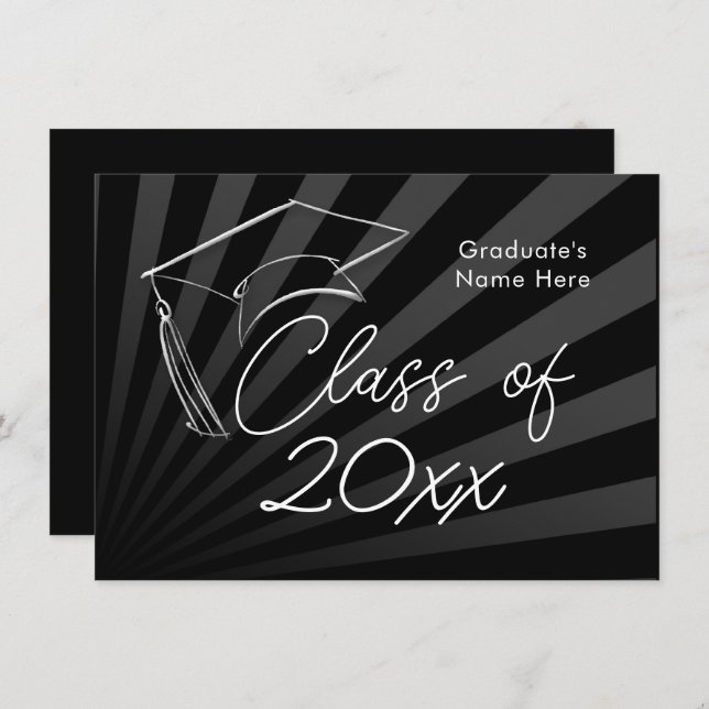 Todos os anos | Anúncio de graduação em preto-bran (Frente/Verso)