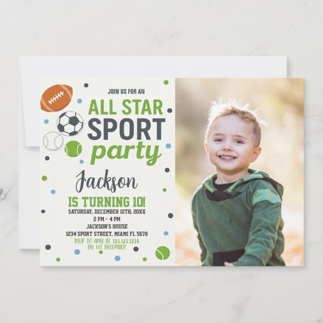 Todos os convites para o aniversário do esporte (Frente)