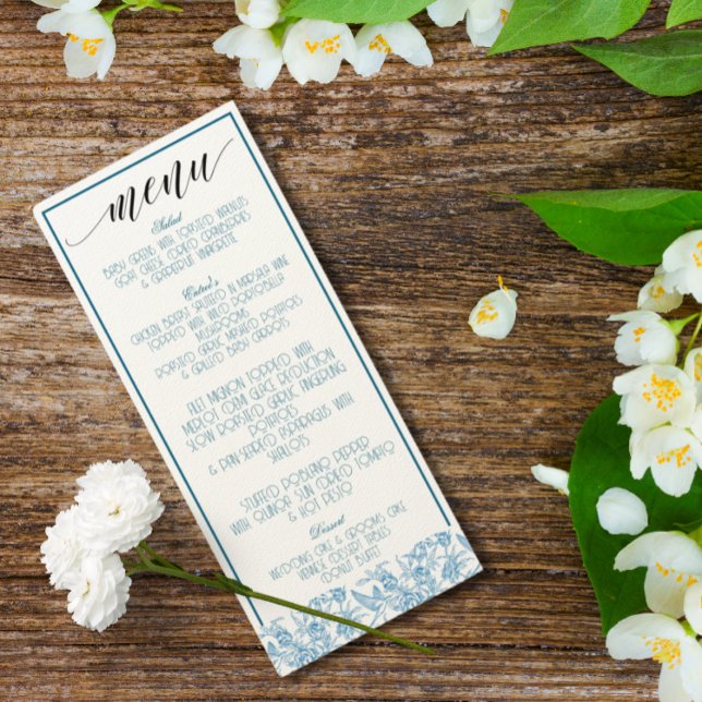 Toile Chinoiserie French Blue Elegant Menu (Criador carregado)