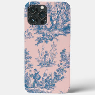 Tóile de jouy rosa e branco elegante