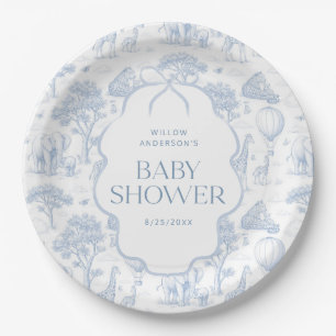 Toile De Jouy Safari Azul Baby Shower Pratos de Pa