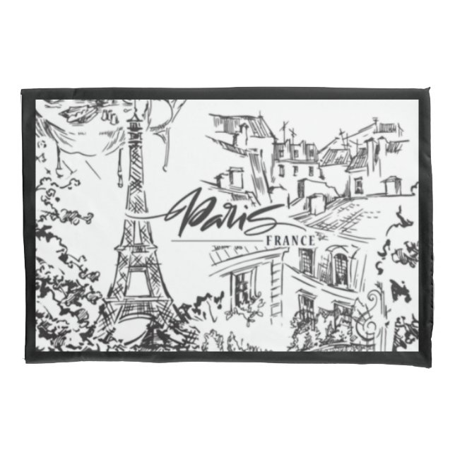 Toile Eiffel de Paris Negra e Branca (Frente)