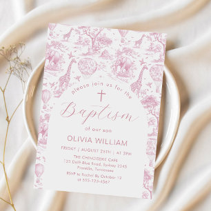 Toile Safari Pink Girl convite Baptism