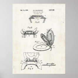 Toilet Seat e Cobrir 1936 Patent Impressão Poster