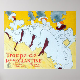 Tolouse-Lautrec Dancing Girls Yellow Poster Art